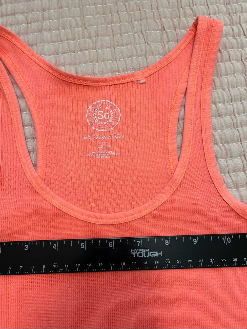 SO The Perfect Tank Top Ribbed Racerback Peach Size Small - Picture 5 of 6